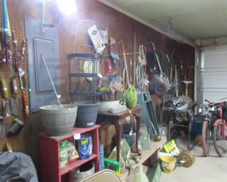 Yard items in Garage