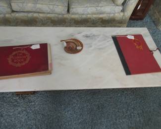 Marble top coffee table  with Gibson Girl books