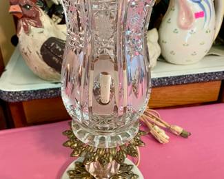 Crystal Brass and Marble Lamp