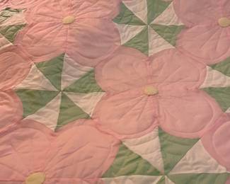 Pink and Green Flower Quilt