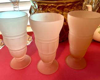 Four Vintage Pink Soda Glasses