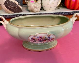 Luster Hand Painted Bowl with Matching Vases