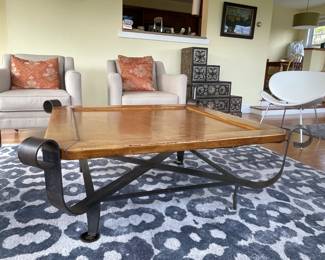 Iron frame coffee table