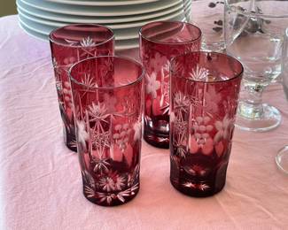 Bohemian cut glass highballs