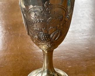 Coin silver repousse goblet