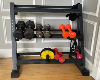 Rack with lifting weights