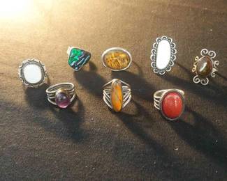 Gemstone Rings Silver Toned