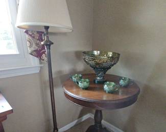 Round Table, Carnival Glass, Floor Lamp