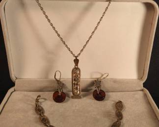 Sterling Bracelet, Earrings 925 Pendant