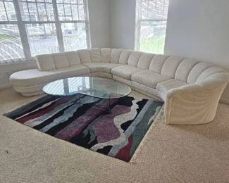 006 Sectional Sofa, Glass Coffee Table And Rug