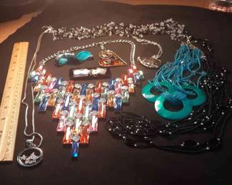 Bead, Glass And Metal Necklaces And Brooches