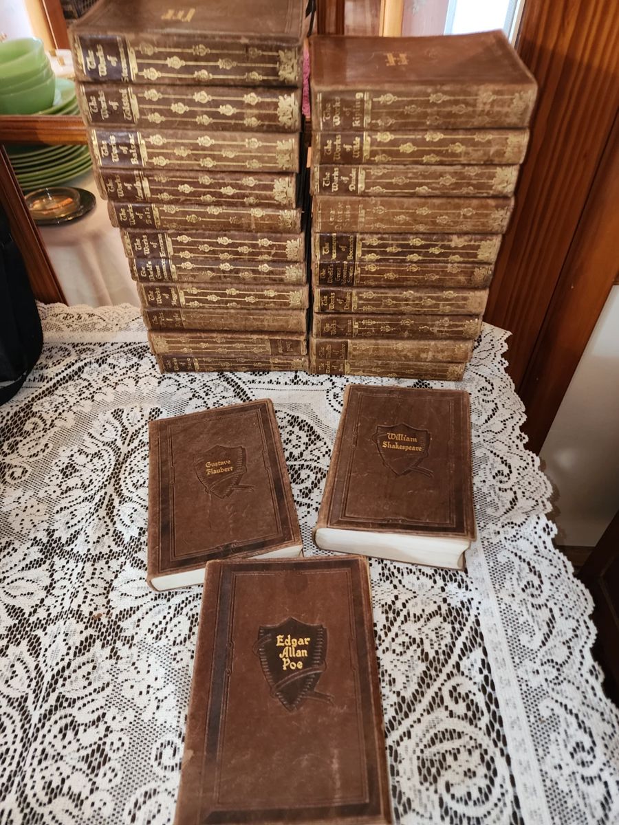 Old leatherbound,  The Works of... 24 volumes, sold all together, we hope!