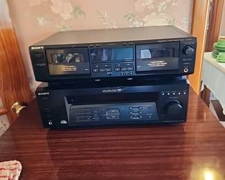 Sony FM stereo fm-am receiver and Sony stereo cassette deck