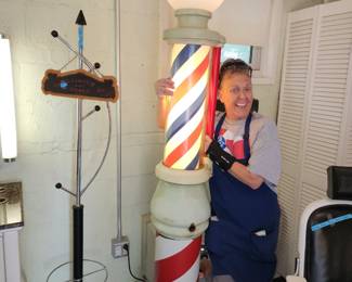 Antique Koken Barber pole, very tall
