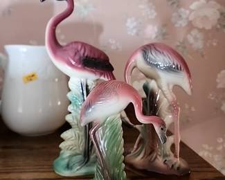 Vintage set of 3 flamingos 