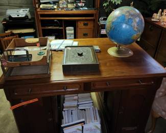 Antique 2 person desk. Drawers on both sides