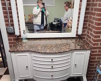 Hair station with mirror and lights, there are 2 of these