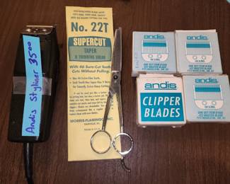 Andis styliner, no. 22T supercut taper & thinning scissors and Andis blades