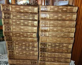 24 volume of The Works of.... 
Leather-bound