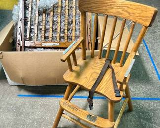 312 Child Craft Oak Crib  High Chair