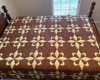 741 Brown  Yellow Hand Made Star Quilt