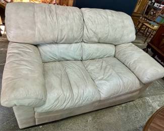 357 Oyster Leather Loveseat