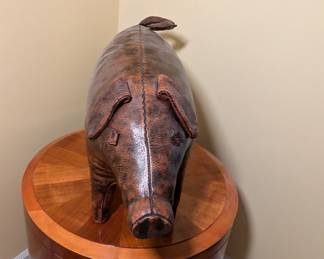Leather Pig Footstool