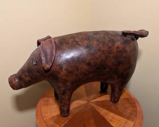 Leather Pig Footstool
