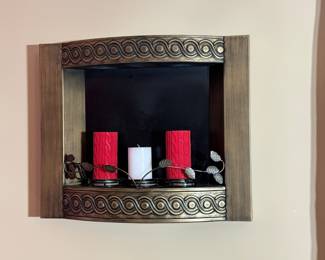 metal wall mount fireplace with candles