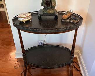 Antique metal and wood table