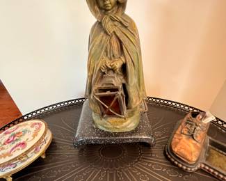 George Demange Girl with Lantern Bronze