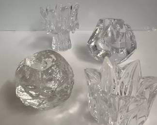 KOSTA BODA Art Glass Votive Candle Holders made in Sweden set of 4