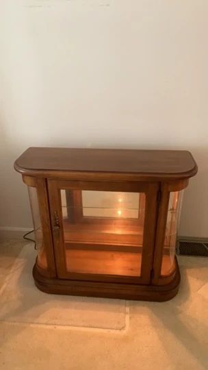 Vintage 80s Retro Style Lighted Glass Panel Display Side Table 