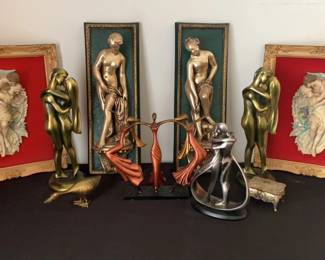 Vintage Human Art Deco Decor Statues, 3D Art, Affection 