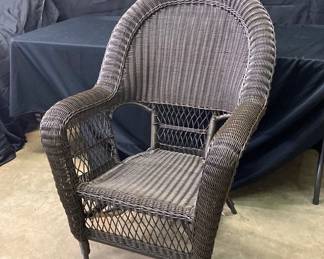 Bronze Plastic Wicker Style Arm Chair For Outdoor