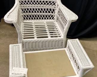 White Wicker Chair And Windsor Ottoman 