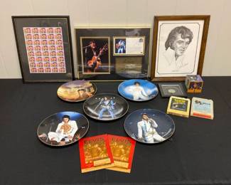 Elvis Collectible Memorabilia Plates, Prints, 8 Tracks  More 