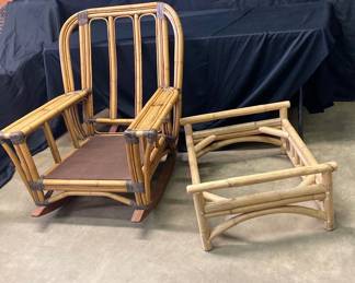 Rattan Style Rocking Chair And Ottoman 