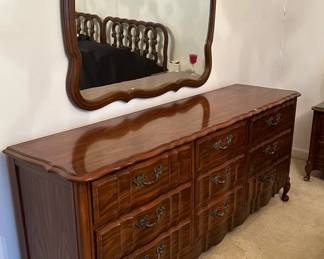 French Provincial Style Dresser with Wall Mirror