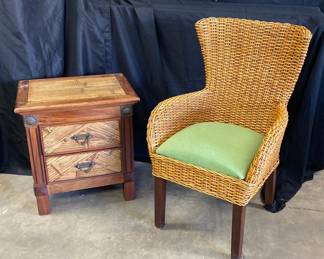 Rattan Inspired Side Table And Chair Perfect Accent Pieces 