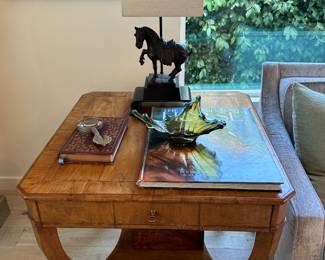 Italian Regency Style bare wood table holding treasures