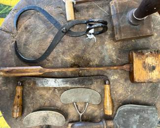 Primitive tools and butcher block