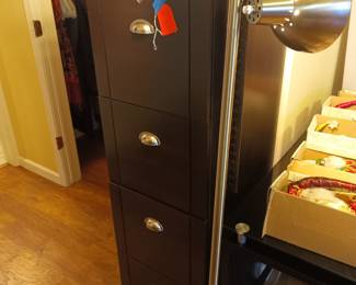 File cabinet and floor lamp