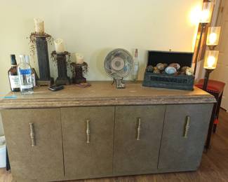 Marble top buffet and decor