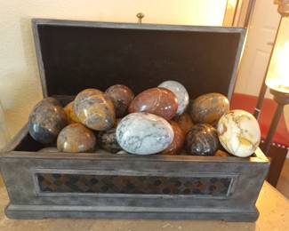 25 Marble eggs.  Who knows, maybe they are petrified dragon eggs.