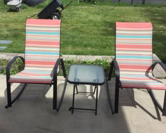 Rocking Patio Chairs & Side Serving Table