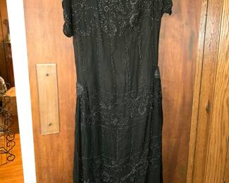 Vintage sheer beaded dress with underdress