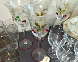 Hand painted and beaded stemware