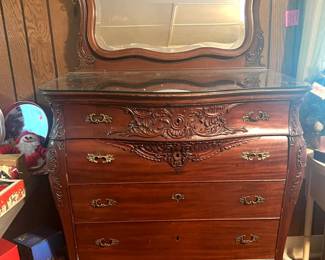 Gorgeous antique bombe chest of drawers