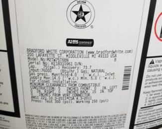 Bradford White 75-gallon GAS hot water heater